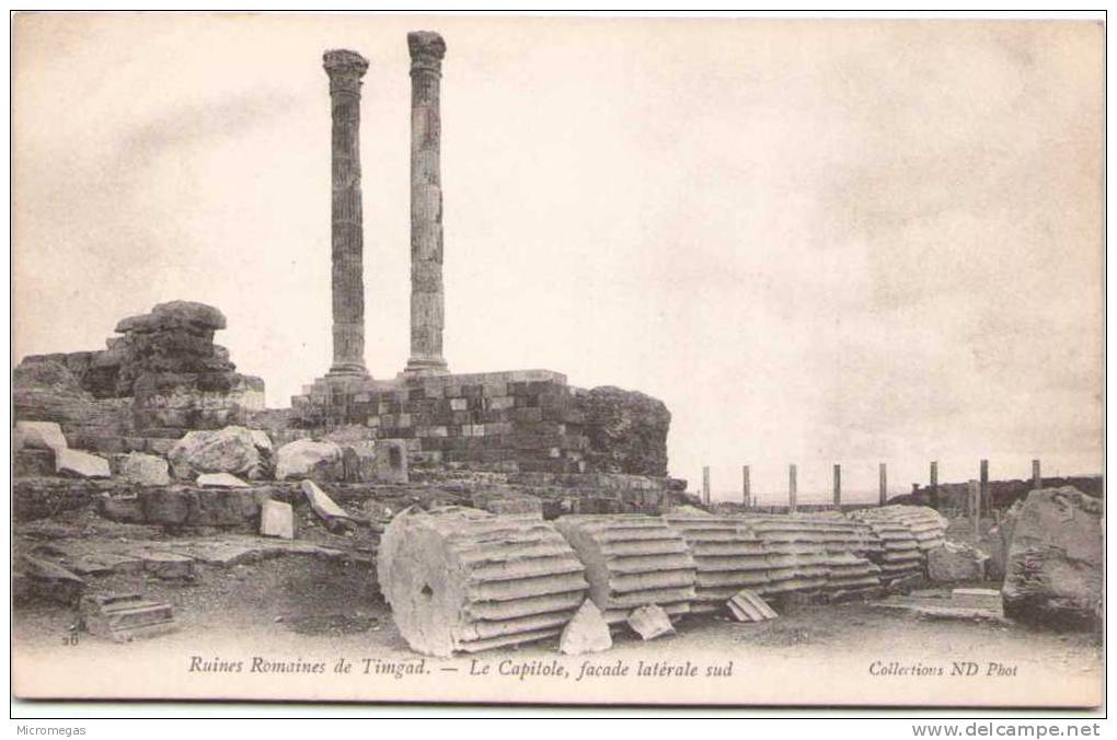 Algérie - Ruines Romaines de TIMGAD - Le Capitole, façade latérale sud