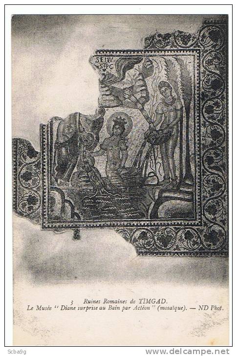 RUINES ROMAINES DE TIMGAD MOSAIQUE - LE MUSSE -  DIANE SURPRISE AU BAIN PAR ACTEON