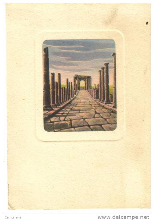 cartolina città illustrate-dal pittore dandolo bellini-timgad,algeria