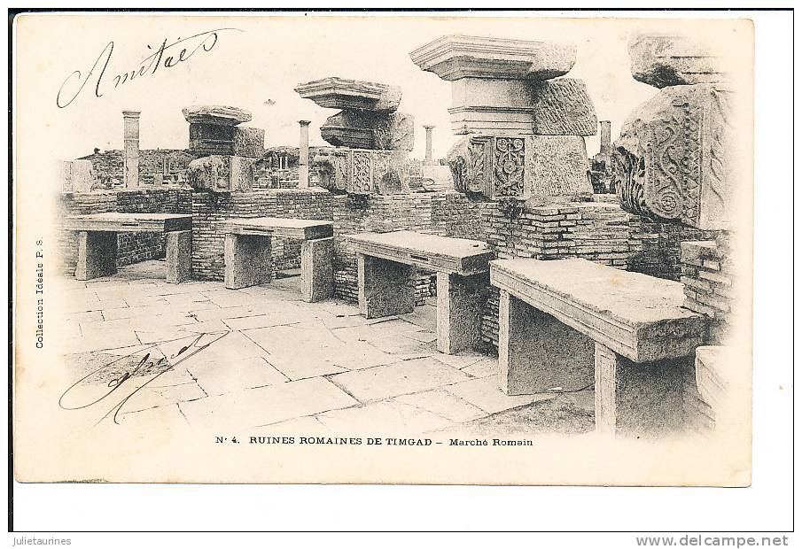 algerie ruines romaine de timgad,marché romain cpa bon état