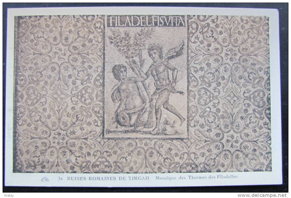 ALGERIE - RUINES DE TIMGAD - Mosaïque des Thermes de Filadelfes