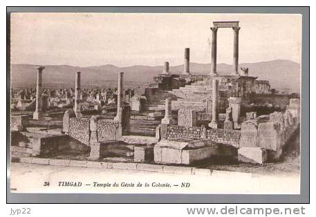 Jolie CP Ancienne Algérie Timgad Temple du Génie de la Colonie - Ed ND 34 - ruines