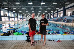 Tlemcen - Natation  Les entraineurs de l\'équipe nageurs du WAT à la Piscine olympique de Tlemcen, Manager  Réda Yadi