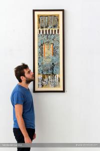 L\'artiste plasticien Noureddine Benhamed  Exposition \ le rectangle vertical\  du 26 septembre au 14 Octobre 2013 à la galerie Hamche, Maison de la culture de Tlemcen.