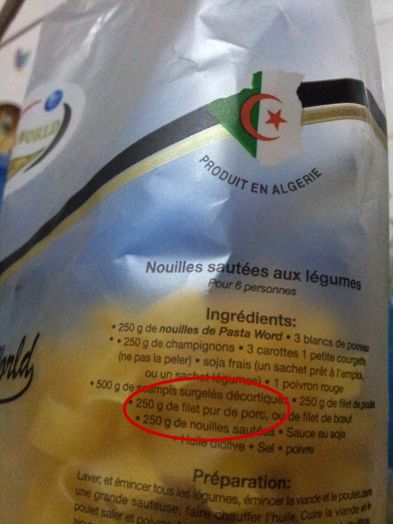 Recette au porc sur un produit algérien