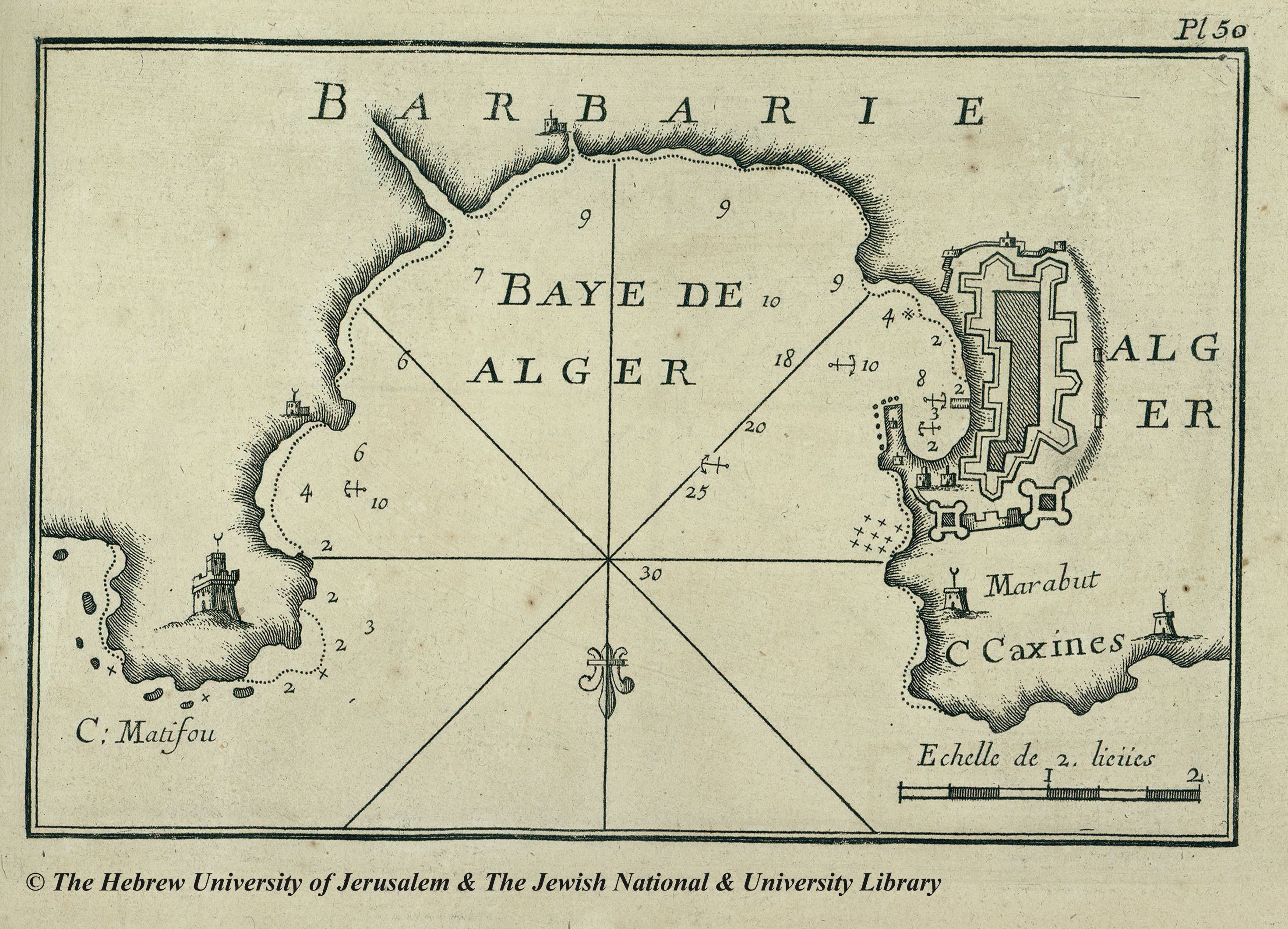Baie d'Alger en 1764 (Cap Caxine et Cap Matifou)