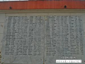 Liste des chouhada martyrs et moudjahidines de Aokas
