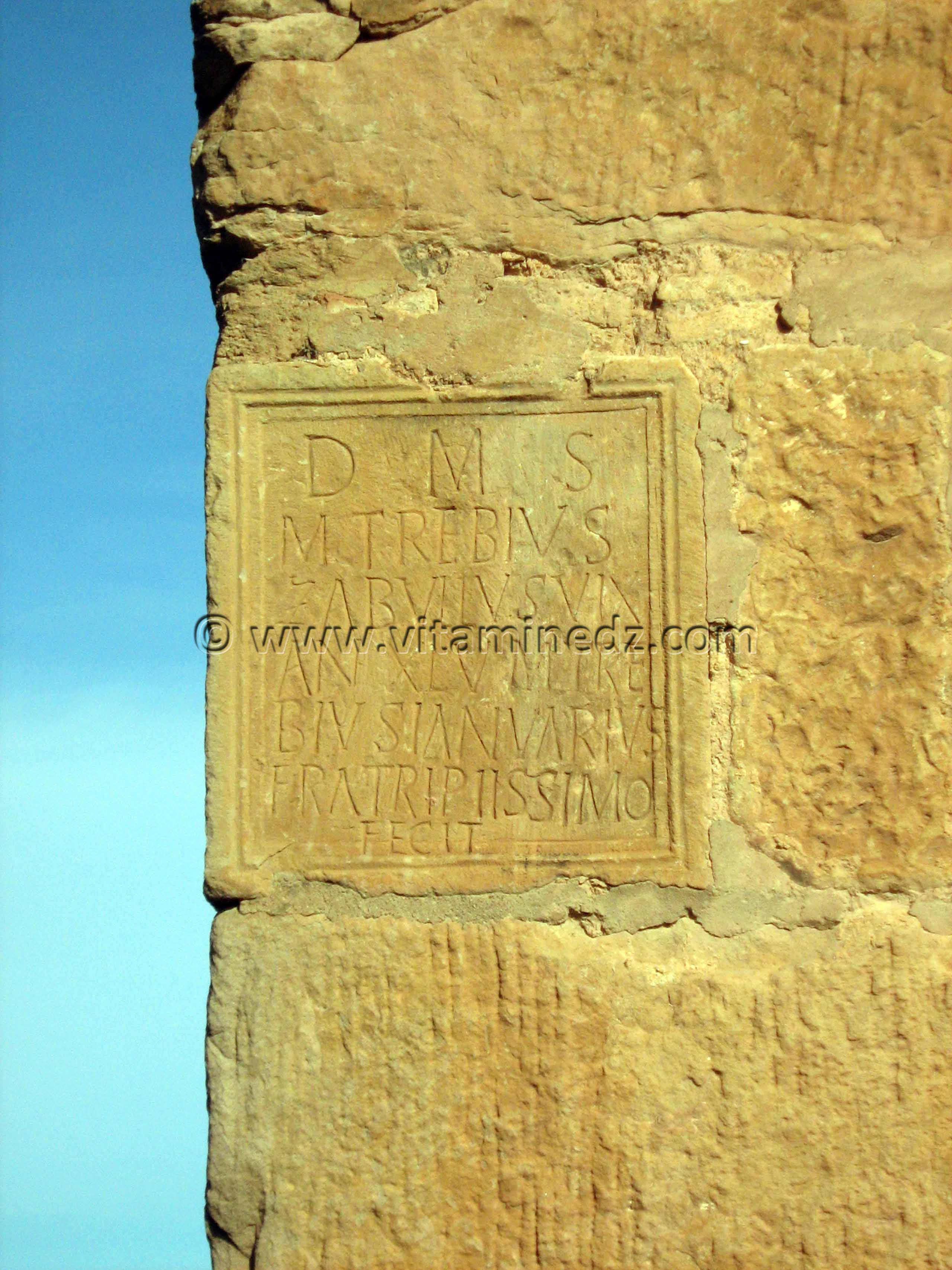 Inscriptions romaines, Minaret de la mosquée d'Agadir à Tlemcen