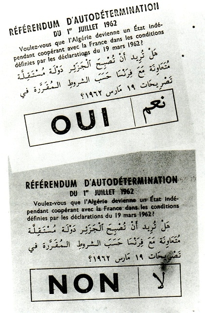 الاستفتاء على تقرير المصير جويلية 1962 ورقة الاستفتاء