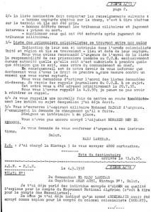 DOC FLN A 13-2ET A14 WILAYA 1 LETTRE DU Cdt El Hadj Lakhder au Capitaine Amar ACHI chef Mantika 1