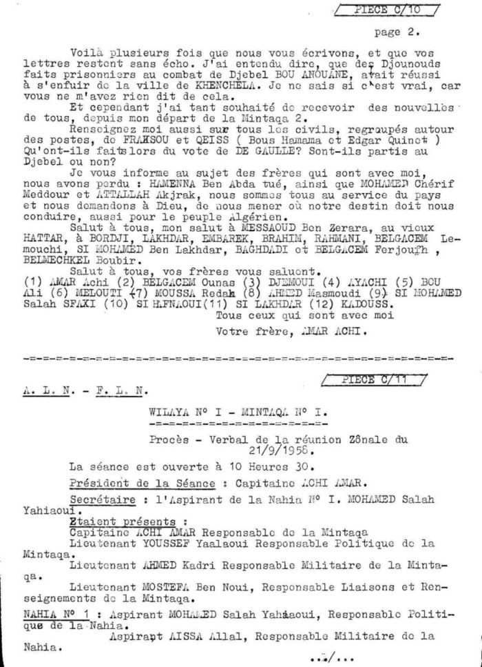 Document de L'ALN   ET   FLN  c9 -2 c 11 chap 32  wilaya 1