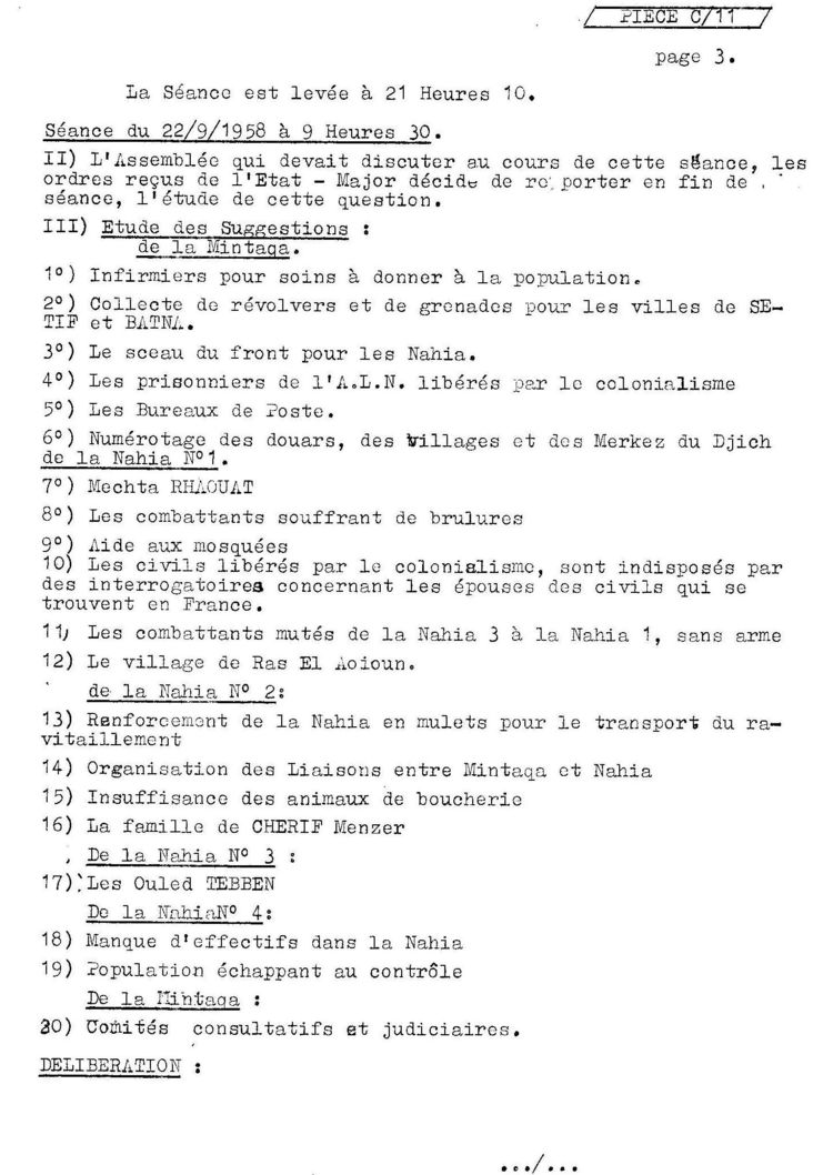 Document de L'ALN   ET   FLN  c 11-3   wilaya 1