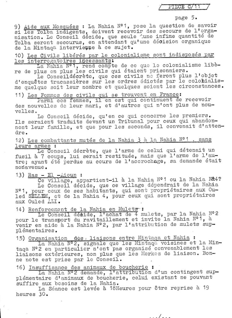 Document de L'ALN   ET   FLN     C11-5  wilaya 1