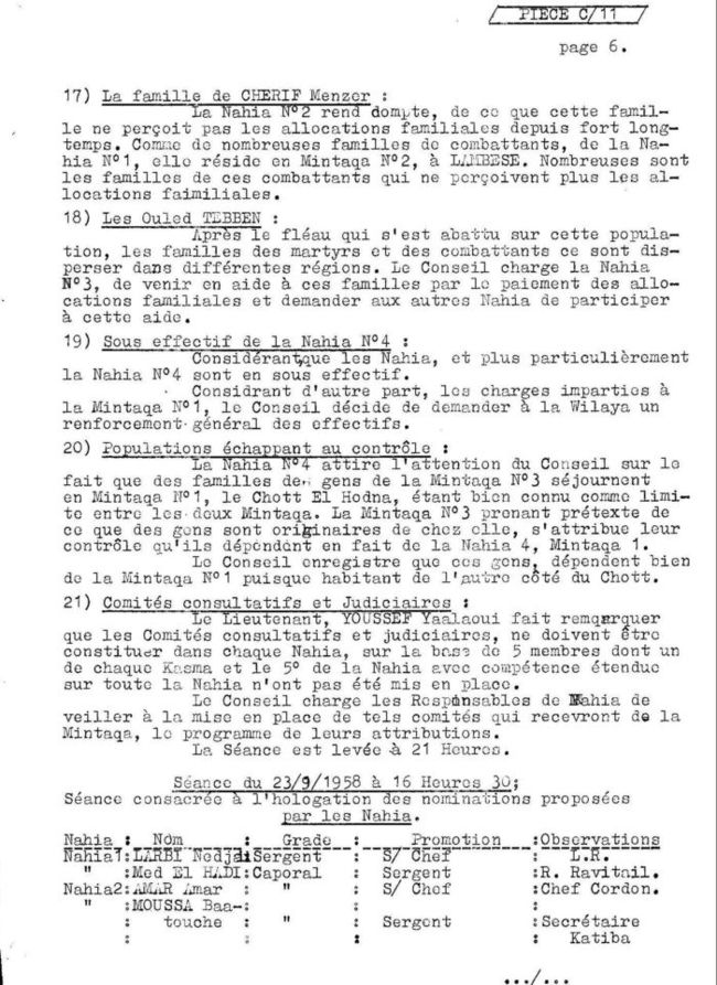Document de L'ALN   ET   FLN     C11-6  wilaya 1