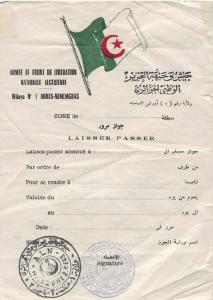 Document de l'ANP Laissez passer  wilaya 1