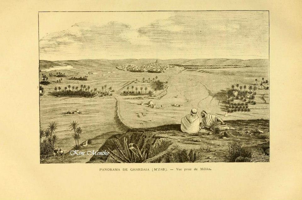 Vieux livre relatant l'Algérie  Panorama de Ghardaia (vue prise de Melika)