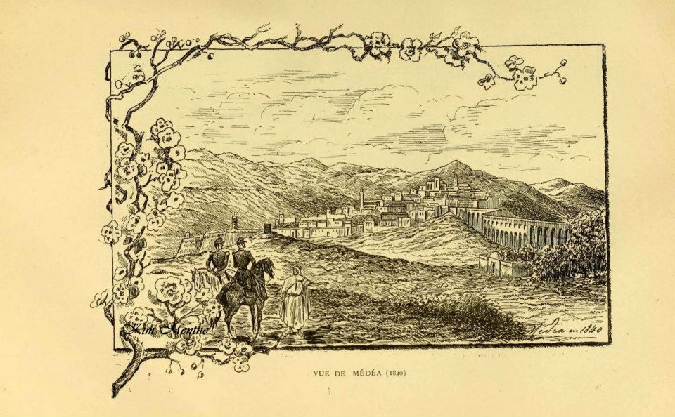 Vue de Medea, 1840 Vieux livre relatant l'Algérie