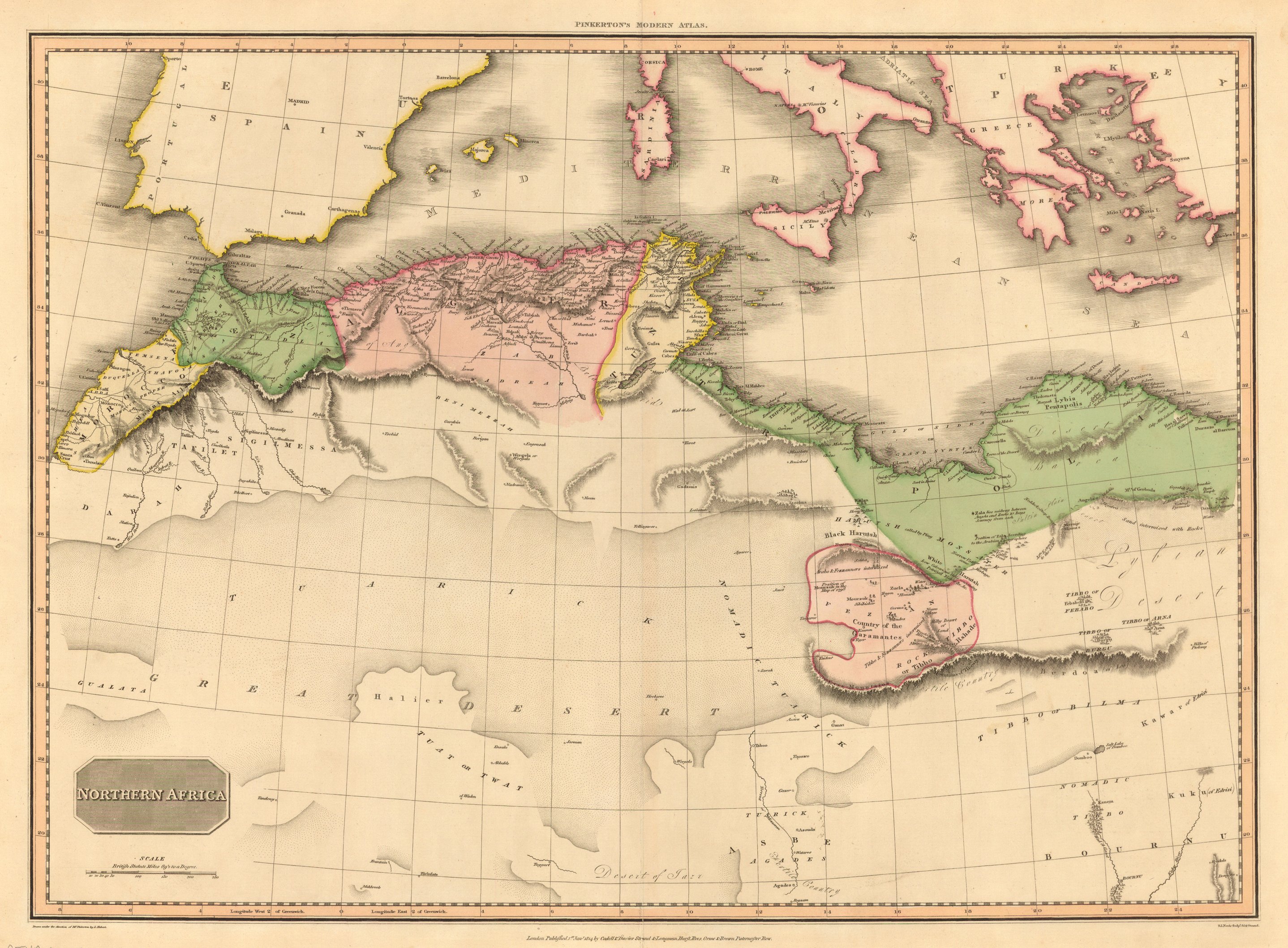 Carte de L'Afrique du Nord en 1814