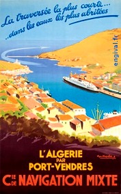 Affiche ancienne d'Algérie, Tunisie et Maroc ... (Publicité, Propagande, Tourisme)