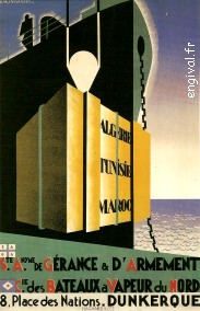 Affiche ancienne d'Algérie, Tunisie et Maroc ... (Publicité, Propagande, Tourisme)