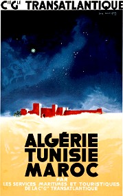 Affiche ancienne d'Algérie, Tunisie et Maroc ... (Publicité, Propagande, Tourisme)