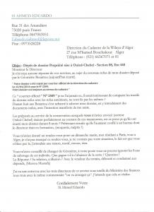 Lettre au directeur du Cadastre 20 10 2014