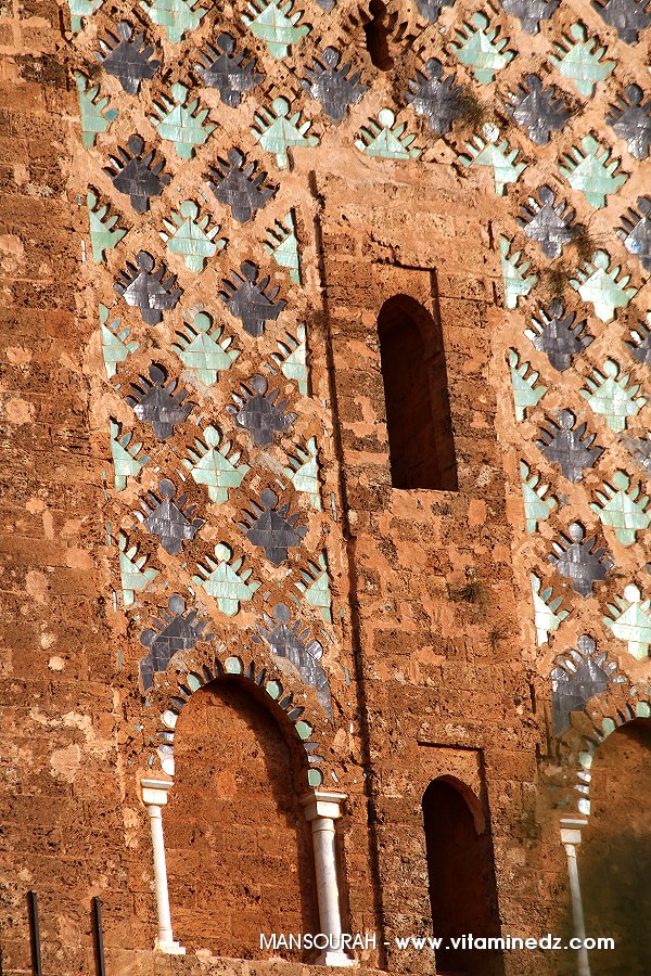 Tlemcen - Détails du minaret, Vestiges de la cité mérinide  Al Mansourah