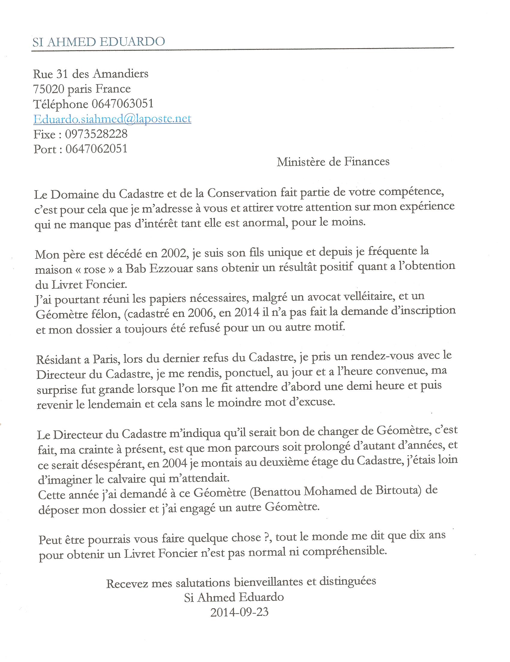 au Ministère des Finanaces