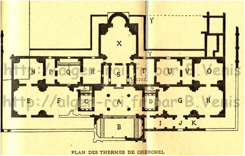 Plan des thermes de l'Ouest de Cherchel