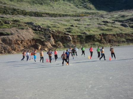 Joueurs de foot s'entrainent