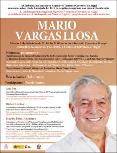 L´Ambassade d´Espagne en Algérie et l´Instituto Cervantes d´Alger en collaboration avec l´Ambassade du Pérou en Algérie, programment une table ronde sur  MARIO VARGAS LLOSA