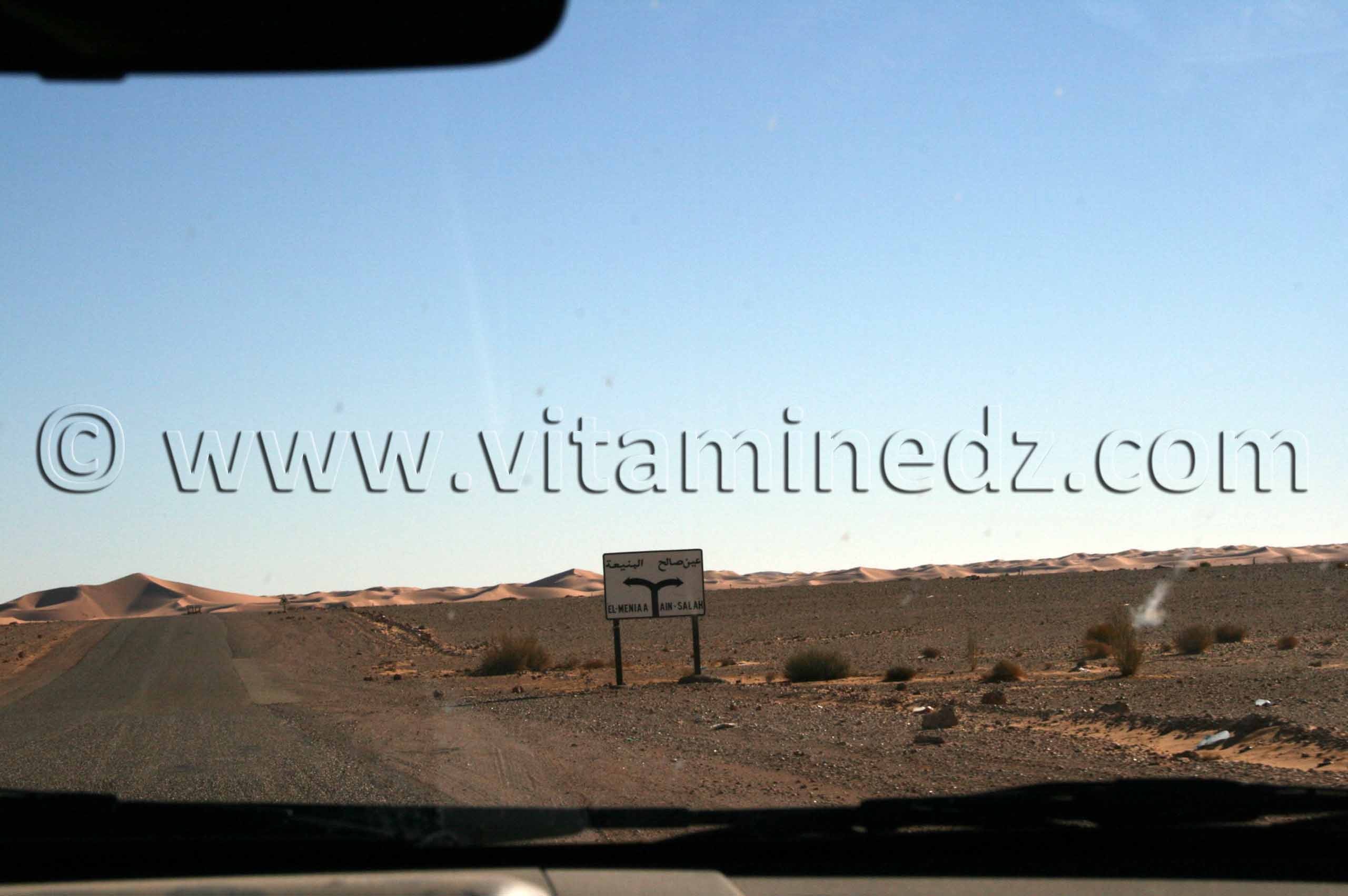 Route N51 de Timimoun vers El Golea (Menia), Bifurcation au Sud Ain Salah, Au nord Ghardaia