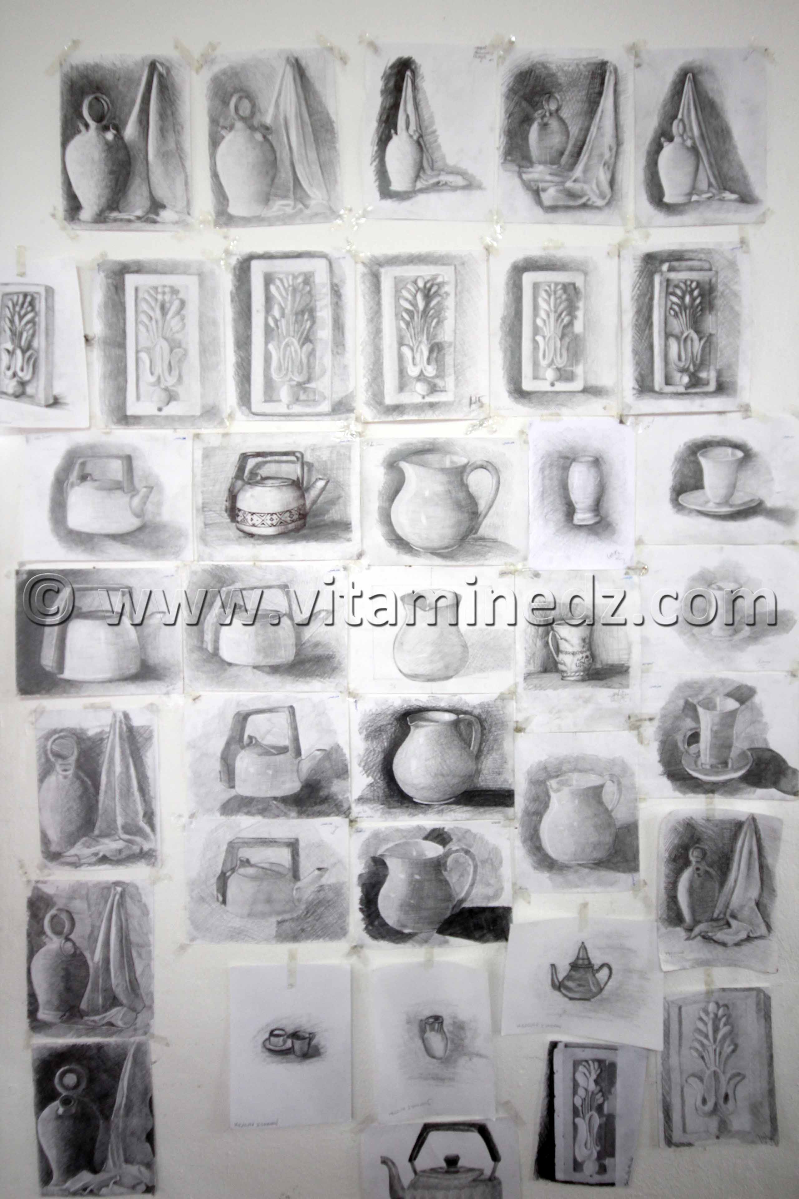 Ecole des Beaux Arts à Tlemcen, croquis au crayon