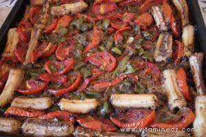 Roussette tomate poivron au four