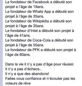 Dans la vie il n' y a pas d'âge pour réussir .