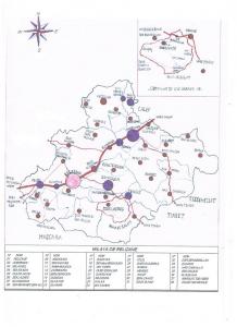 خريطة تبين بلديات ولاية غليزان