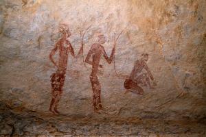 Algérie - Tassili, Gravures rupestres  Oued Djaret, Algérie.