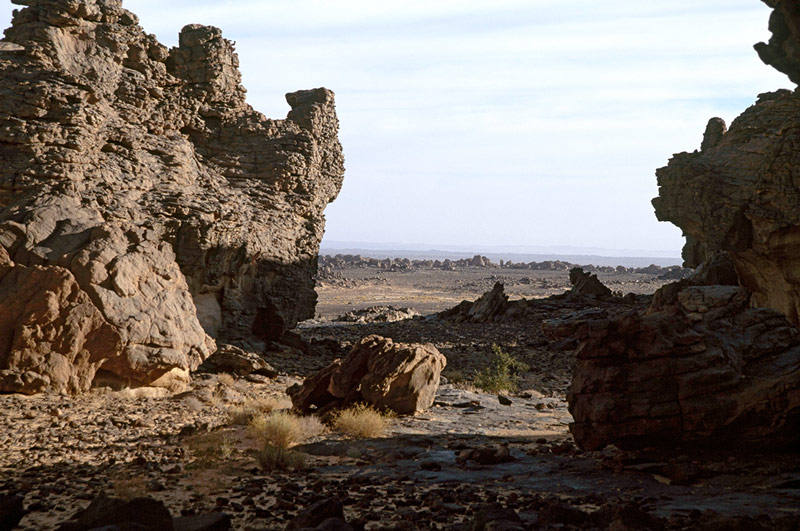 Oued Djaret, Algérie. Énorme, arche naturelle de grès sur 25 mètres de haut dans la 