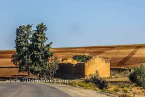 Ancienne ferme coloniale complètement abandonnée sur la route de Bensekrane