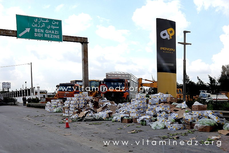 Accident d'un camion transportant des bananes sur l'autoroute Alger