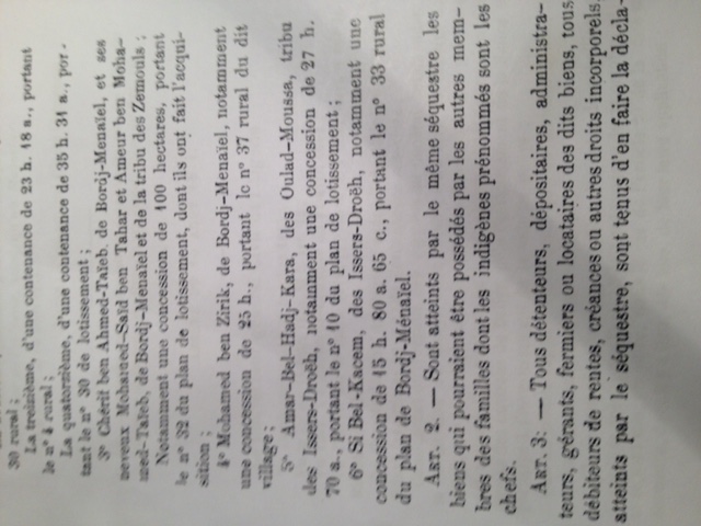 photo du bulletin officiel de1871 qui demontre la veritable gennealogie de lala fatma bent Taieb ben cheik ali ben Aissa