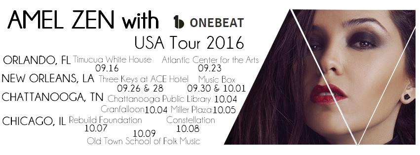#OneBeat2016 #Tour dates : Calendrier de la tournée d'Amel ZEN aux USA