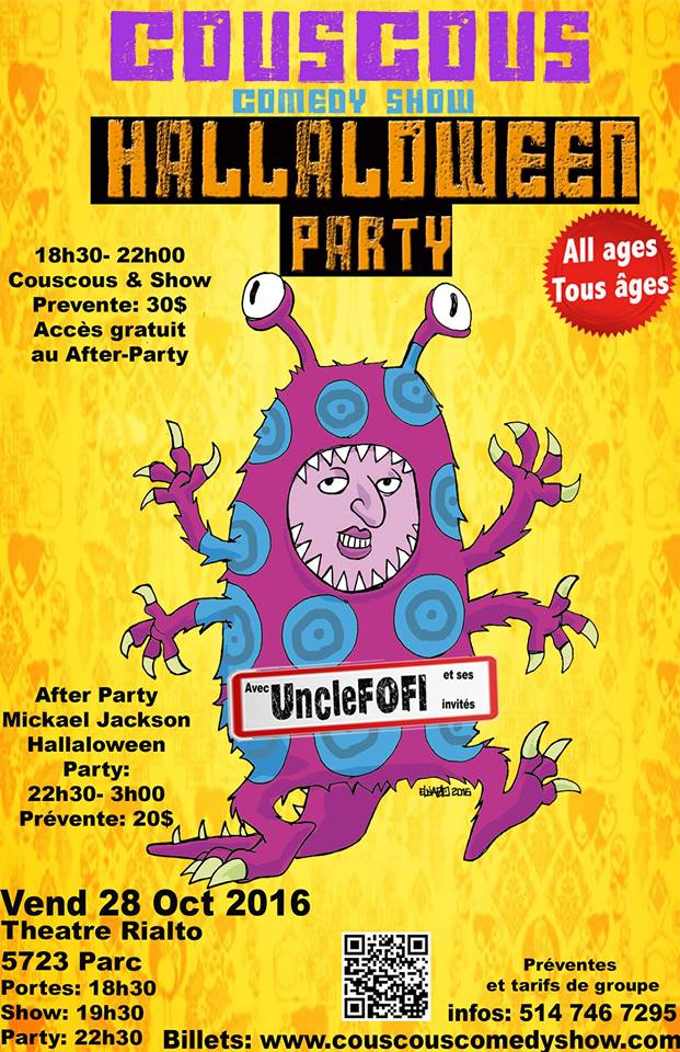 Couscous hallaloween Party: Comedy Show & Halloween After Party - Vendredi 28 Octobre 2016 à Montréal
