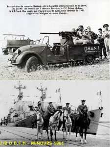 Un peloton à cheval en balade sur les quais du port de Nemours.