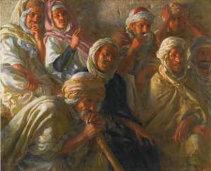 Étienne Dinet - Nasreddine Dinet  SPECTATEURS ADMIRANT UNE DANSEUSE