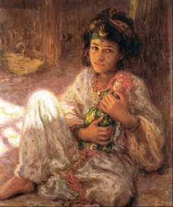 Étienne Dinet - Nasreddine Dinet -   Petite fille a la poupée