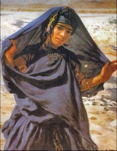 Étienne Dinet - Nasreddine Dinet   Fille en Promenade (Sud Algérien)