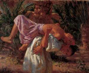 Étienne Dinet - Nasreddine Dinet   Jeu d'enfants dans la palmeraie (El Kourkba)