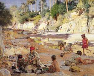 Petites laveuses dans l'oued par Etienne Dinet Bou Saâda, 1888