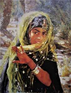 Portrait de Nasredine Dinet    fillette se voilant   Bou Saâda - Algérie